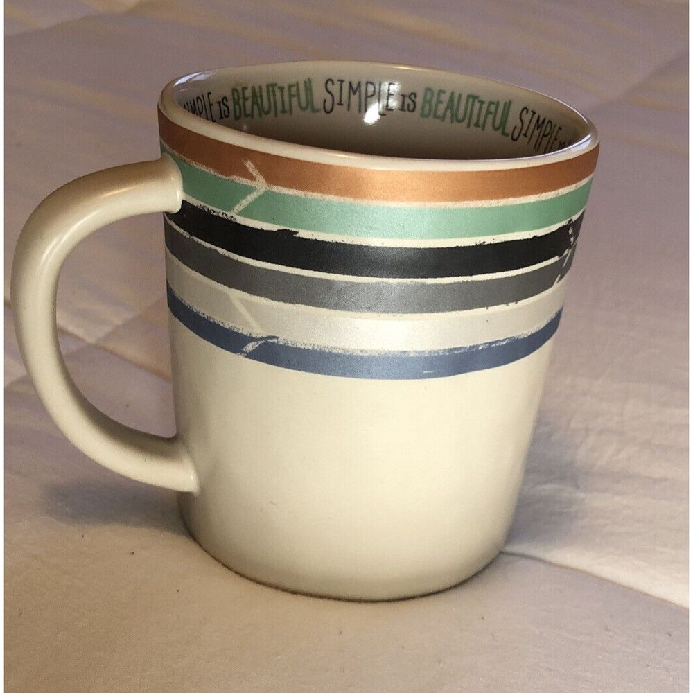 Toms Shoes Coffee Mug Simple is Beautiful Target Colored Stripes Stoneware Cup - Picture 2 of 10